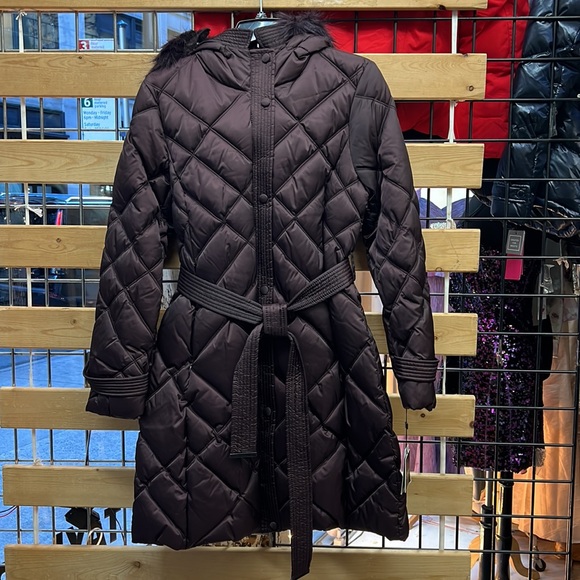 NWT,LAUNDRY BY SHELLI SEGAL DIAMOND QUILTED PUFFER JACKET,black plum - Picture 6 of 17